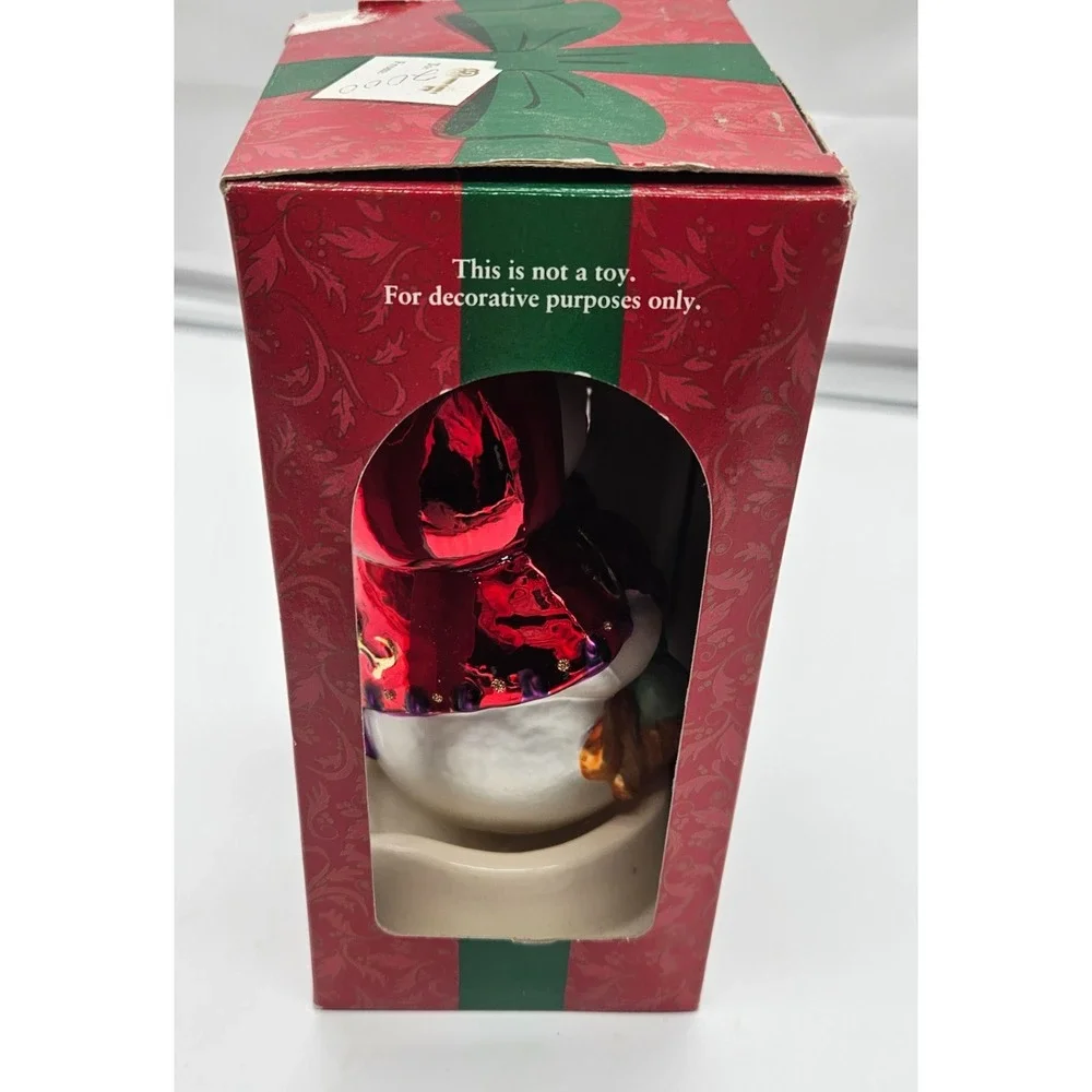 Brass Key Christmas Treasures Glass Snowman Ornament Red Cape Squirrel Bell Box